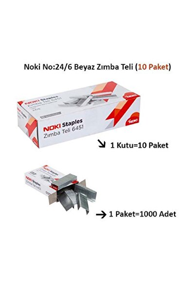 Noki 6451 Zımba Teli No:24/6 1000 Adet Beyaz 10 Adet