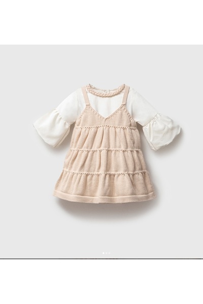 Nipperland Kiz 3-6-9-12 Months Amelia Dress Knitwear Dress Separate from Underwear 2 Pieces
