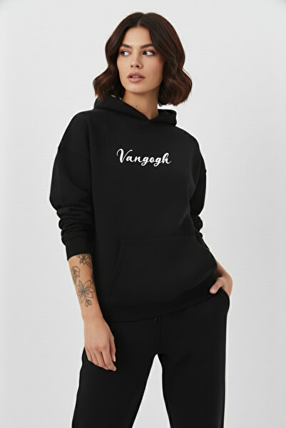 uyguntarz Unisex Soft Textured 3 Thread Vangogh Design B Printed O Oversized Sweatshirt