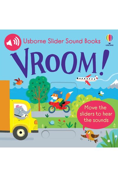Usborne Интерактивна книга за деца със звуци и плъзгащи се прозорци Vroom! Кн...