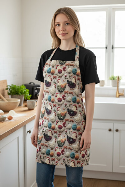 Soft and Baby مريلة مطبخ للجنسين، مريلة طهي بتصميم دجاجات مرحة