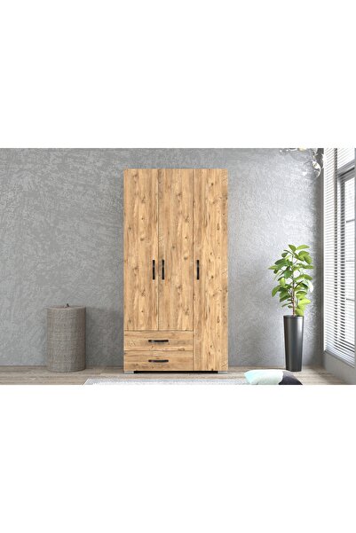 Remaks Talya 3 Kapaklı İki Çekmeceli Gardırop - Atlantik Çam