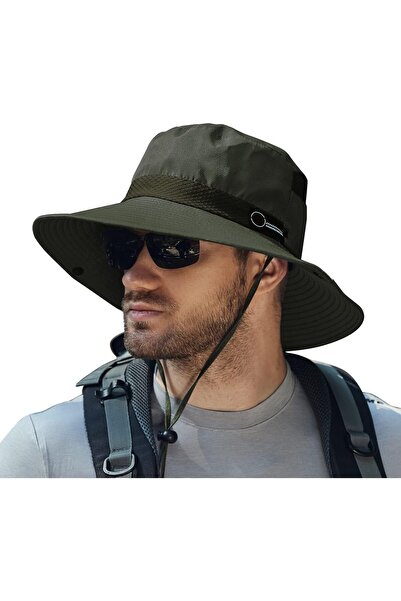 RADIOTRONICS Men Sun Hat UPF50+ Wide Brim Waterproof Breathable Foldable Fishing Hat Size L