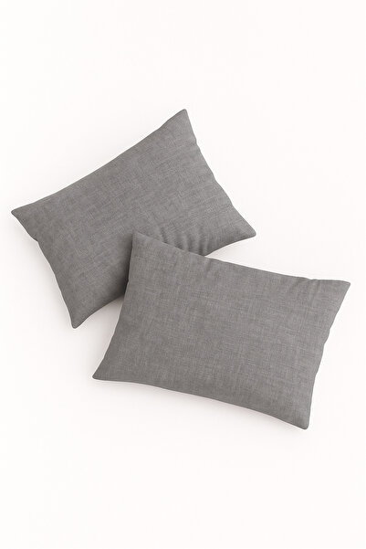 Bonny Home Vevra Striped Anthracite Solid Color 2-Piece Pillowcase Cotton Fabric Zippered