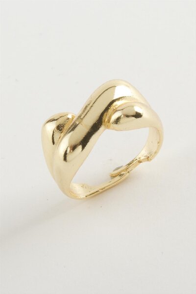 ZERO LAND LVSQVR خاتم معدني بيضاوي (150503)-أصفر