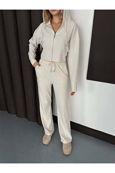 MIZUKI Thessaloniki Fabric High Waist Cardigan Trouser Set