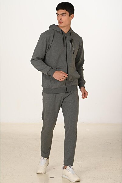 Marco Ferry Men's Cotton Hooded Tracksuit Set Anthracite M. 5286-A