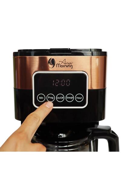 Any Morning Sh21615S Touch Screen Time and Aroma Setting Filter Coffee Machine Copper Color