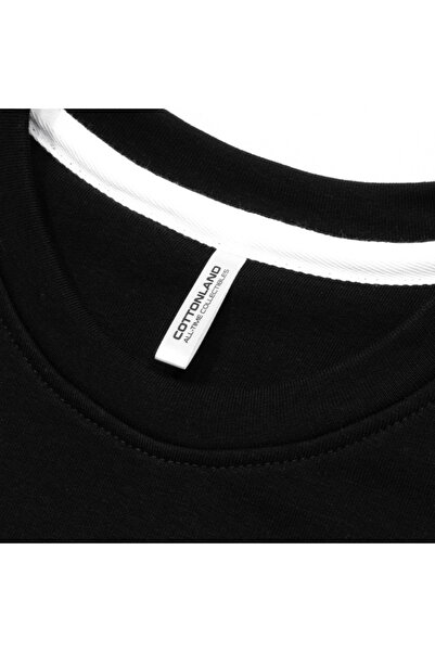 Cottonland Women's Venezia Relaxed Fit Slit Crew Neck Sweatshirt Black