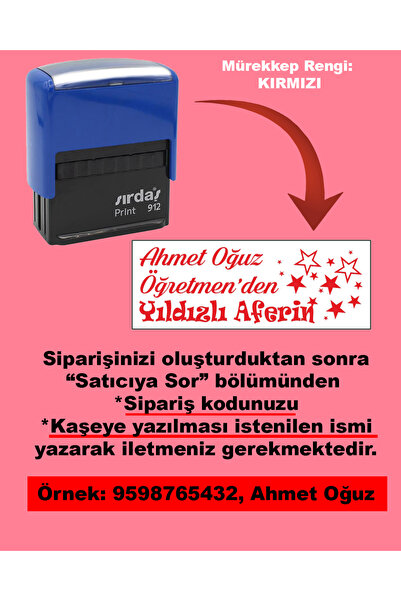 Plankton Tasarım Öğretmen Kaşesi - Öğretmen'den Yıldızlı Aferin, 912 (51mm*19...