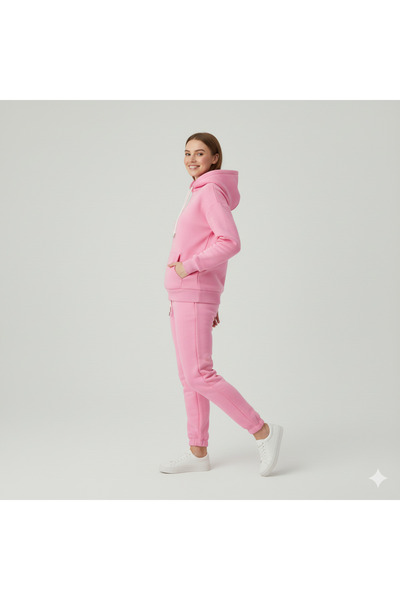 dwnwear 3 Thread Cotton Fabric Winter Unisex O Oversized Women's Long Sleeve Bottom-Top Tracksuit Set