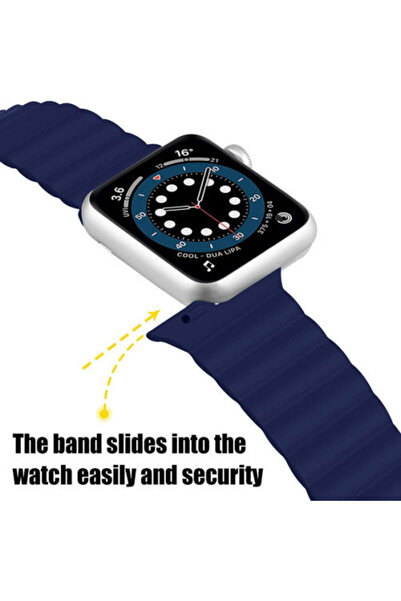 iUni Curea compatibilă cu Apple Watch Ultra/SE/8/7/6/5/4/3/2/1, 38 mm, magnetică, albastru miezul nopții