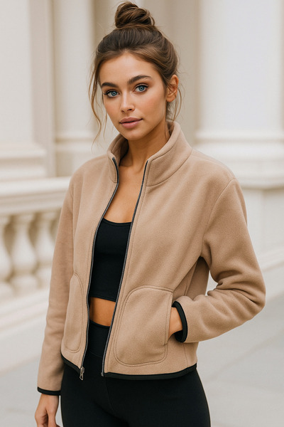 Rich Women's Full Zip Double Pocket Winter Fleece Cardigan