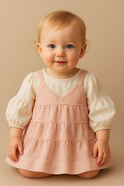 Nipperland Kiz 3-6-9-12 Months Amelia Dress Knitwear Dress Separate from Underwear 2 Pieces