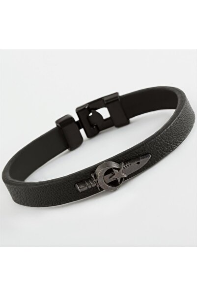 ZERO LAND Lvsqvr Moon Star Dagger Quality Faux (150853) Leather Bracelet-Black