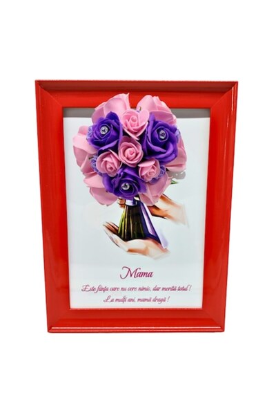 T&M Personalizare Tablou înrămat A4 (30x21 cm) – „Mamă, nu cere nimic, dar merită totul” – roz-violet