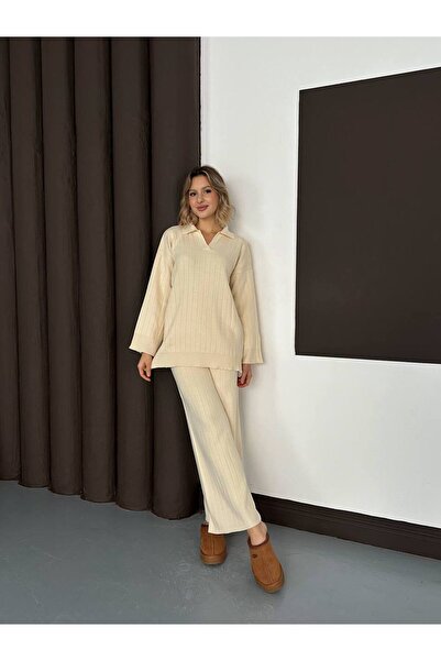 MIZUKI Knitwear Polo Neck Set