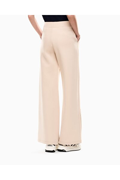 EA7 Men's High Waist Wide Leg Relaxed Fit Pocket Detail Beige Sweatpants 7W000526 Af13151-U1046