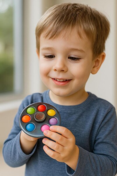 hak-iş oyuncak Renkli Duyusal Stres Çarkı – Sessiz, Dayanıklı, 7’li Pop It Fidget Spinner