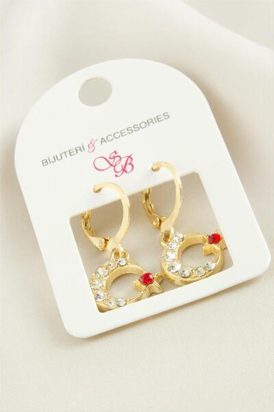 ZERO LAND LVSQVR قمر ونجمة (151820) أقراط مرصعة بالأحجار - أصفر