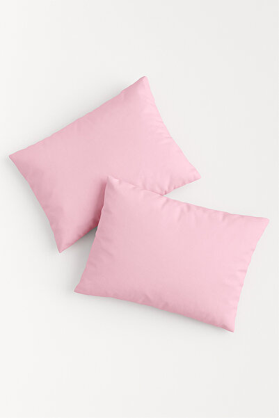 Bonny Home Vevra Pink Solid Color 2-Piece Pillowcase Cotton Fabric Zippered