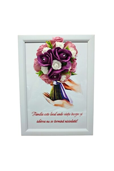 T&M Personalizare Tablou înrămat A4 (30x21 cm) - „Familia este locul unde via...