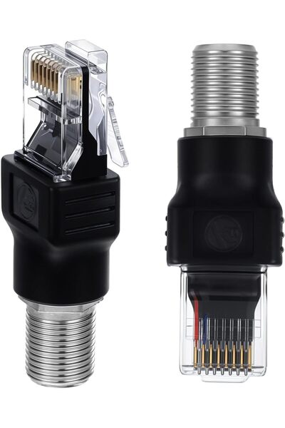 KASTWAVE محول إيثرنت من النوع F أنثى محوري إلى RJ45 ذكر (أسود)