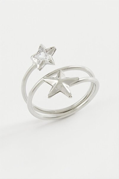 ZERO LAND LVSQVR خاتم على شكل قلب مرصع بحجر الزركون (144714) - لون فضي