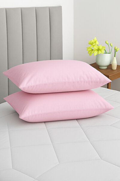 Bonny Home Vevra Pink Solid Color 2-Piece Pillowcase Cotton Fabric Zippered