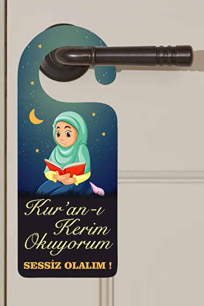 cici magnet www.cicimagnet.com Kur'an-ı Kerim Okuyorum Sessiz Olalım Kapı Kolu Askısı