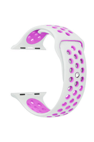 iUni Strap compatible with Apple Watch Ultra/SE/8/7/6/5/4/3/2/1, 42mm, Silicone Sport, White/Purple