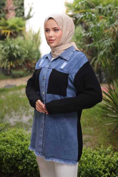 Asya Karen Franga Pocket Knitwear Jeans Cardigan