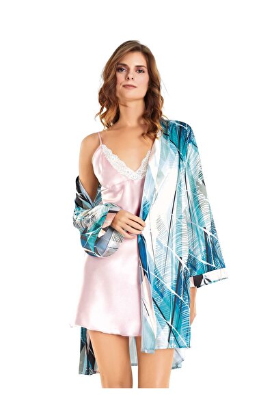 MOONGIRL KADIN SATEN PUDRA EMPİRME SABAHLIK GECELİK İKİLİ TAKIM