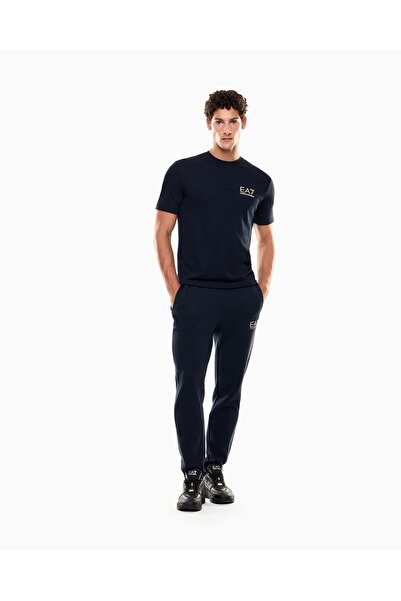 EA7 Men's Short Sleeve Crew Neck Cotton Pattern Navy T-Shirt 7m000666 Af13739-Ub102