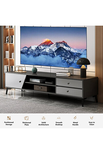 Zztcmp طاولة تلفزيون، خزانة تلفزيون، حامل طاولة تلفزيون مع أبواب وأدراج