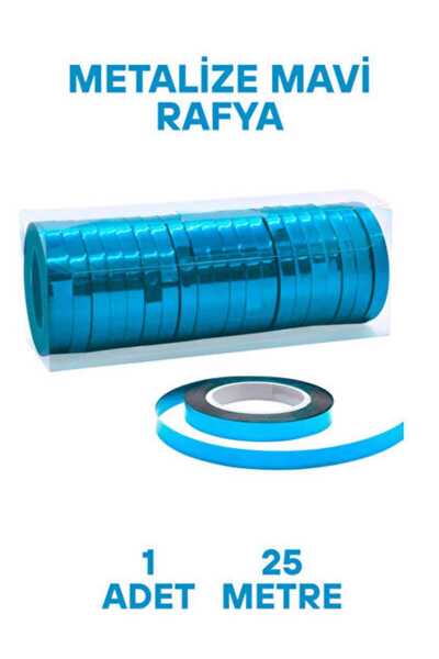 FESTİLO Metalize Parlak Rafya 25 Metre Mavi Balon Bağlama ipi