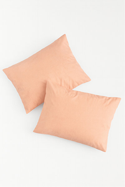 Bonny Home Vevra Orange Solid Color 2-Piece Pillowcase Cotton Fabric Zippered