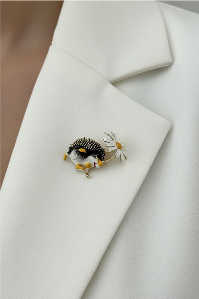 Modex Papatya Detay Sevimli Kirpi Broş (4cm)