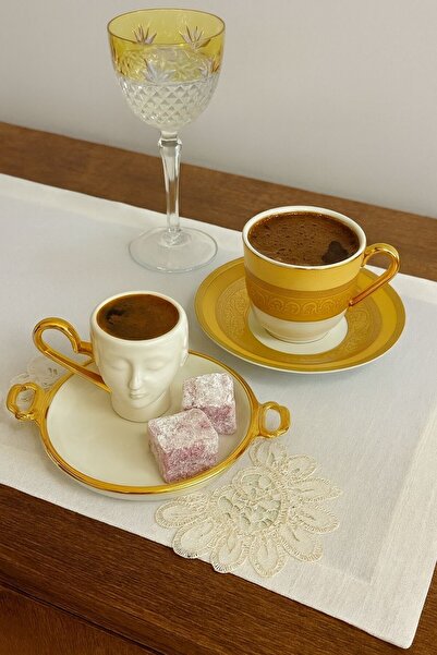 Mirano Cam Tasarım DEKORLU (KESME) EL İŞİ 145ML RUBY KRİSTAL KADEH- KAHVE YAN...