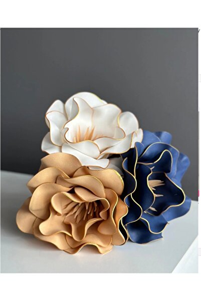 nesshomeeart Dekoratif Lüks Lateks Çiçek 3 Adet (Vazo Hariç)