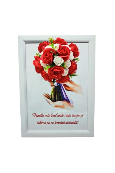 T&M Personalizare Tablou înrămat A4 (30x21 cm) — „Familia este locul unde via...