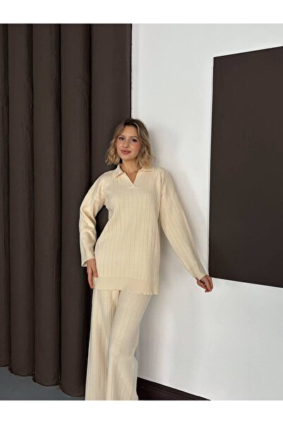 MIZUKI Knitwear Polo Neck Set