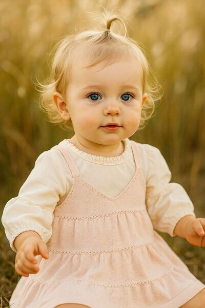 Nipperland Kiz 3-6-9-12 Months Amelia Dress Knitwear Dress Separate from Underwear 2 Pieces