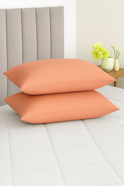 Bonny Home Vevra Orange Solid Color 2-Piece Pillowcase Cotton Fabric Zippered