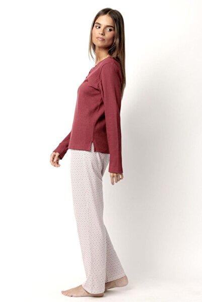 AYYILDIZ 63347 Bordo Pijama Takımı