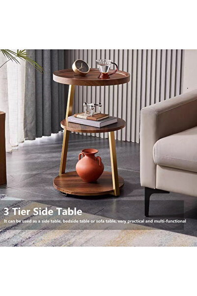 Zztcmp 3 Tier Side Table,Corner Table,End Table,Suitable for study, living room, bedroom
