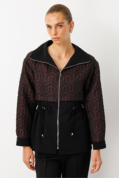 Moda İlgi Modailgi Jakarlı Fermuarlı Tunik Bordo