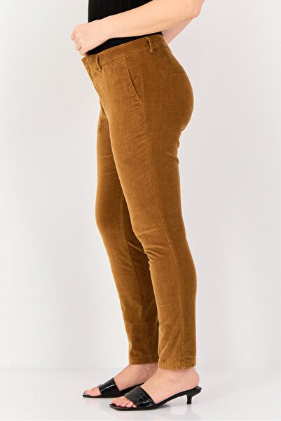Reiko Women Regular Fit Solid Straight Leg Pants, Cinnamon