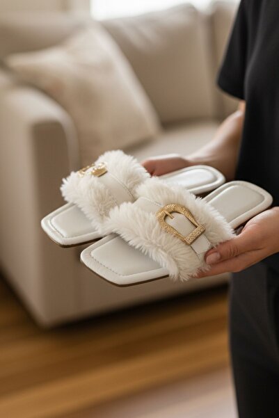 Modafırsat Women's Daily Slippers Plush Furry Guest Dowry Bundle Bride House Slippers