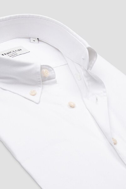 Abbate Bb Club Mike Oxford Cotton Regular Fit White Button-Down Collar Men's Plain Shirt